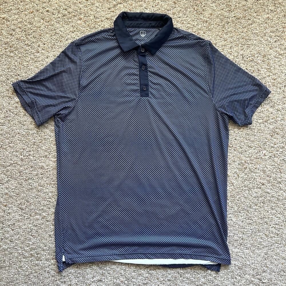 Graham Luxe Mens Polo Shirt Large Blue Wave Golf Performance Lightweight Outdoor